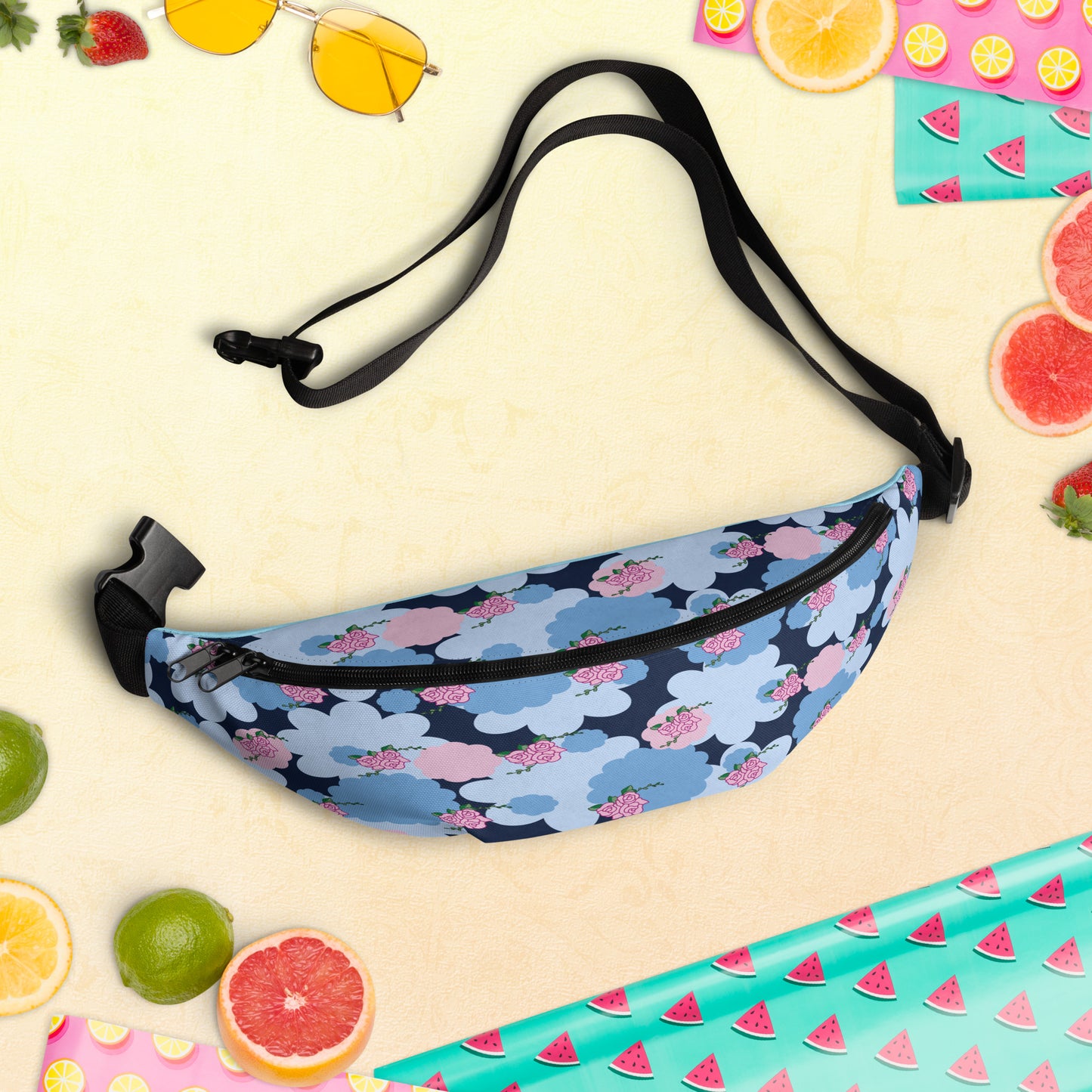 Blue Flower Fanny Pack