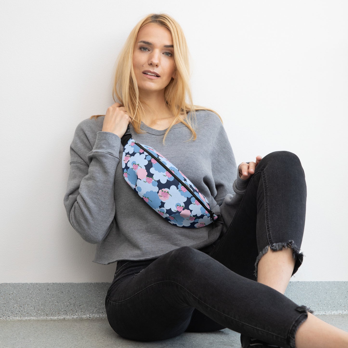 Blue Flower Fanny Pack