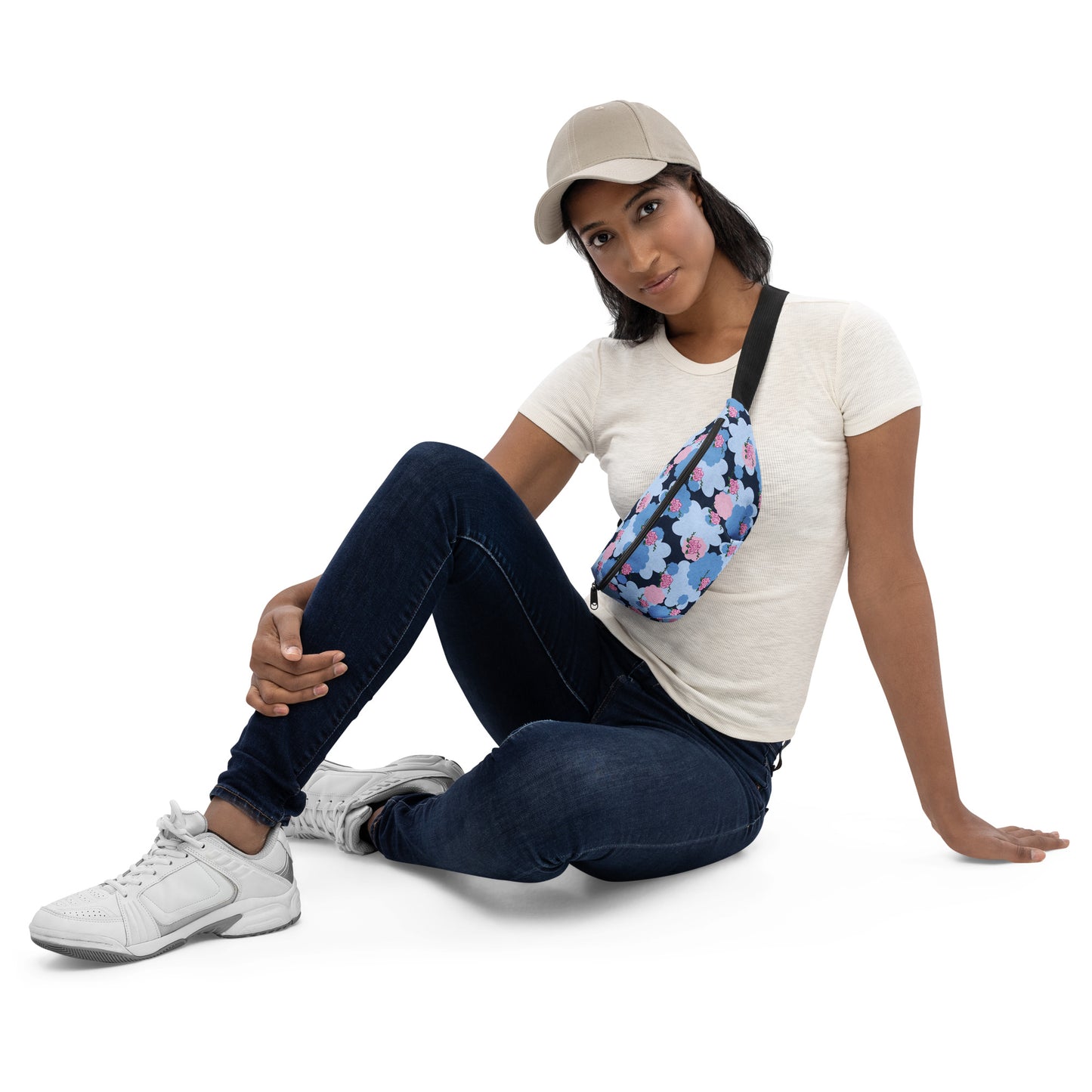 Blue Flower Fanny Pack