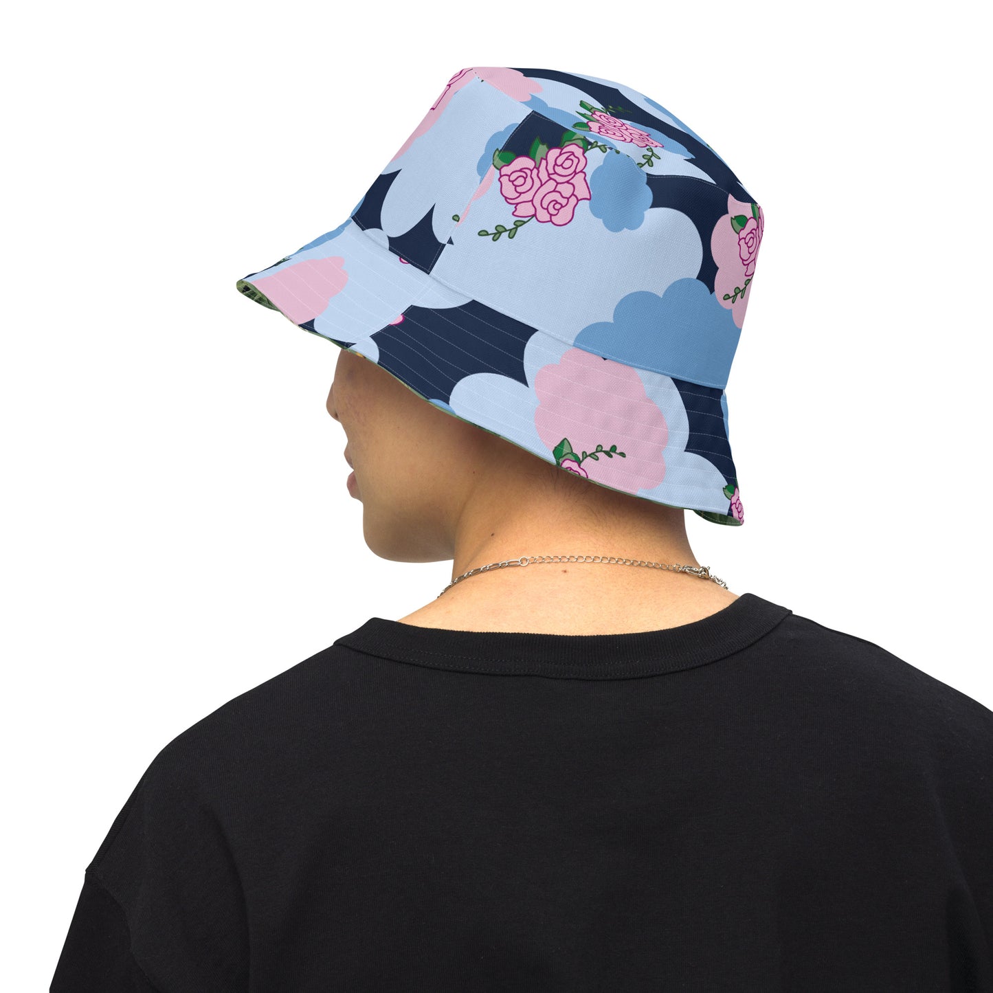 Blue Flower Reversible bucket hat