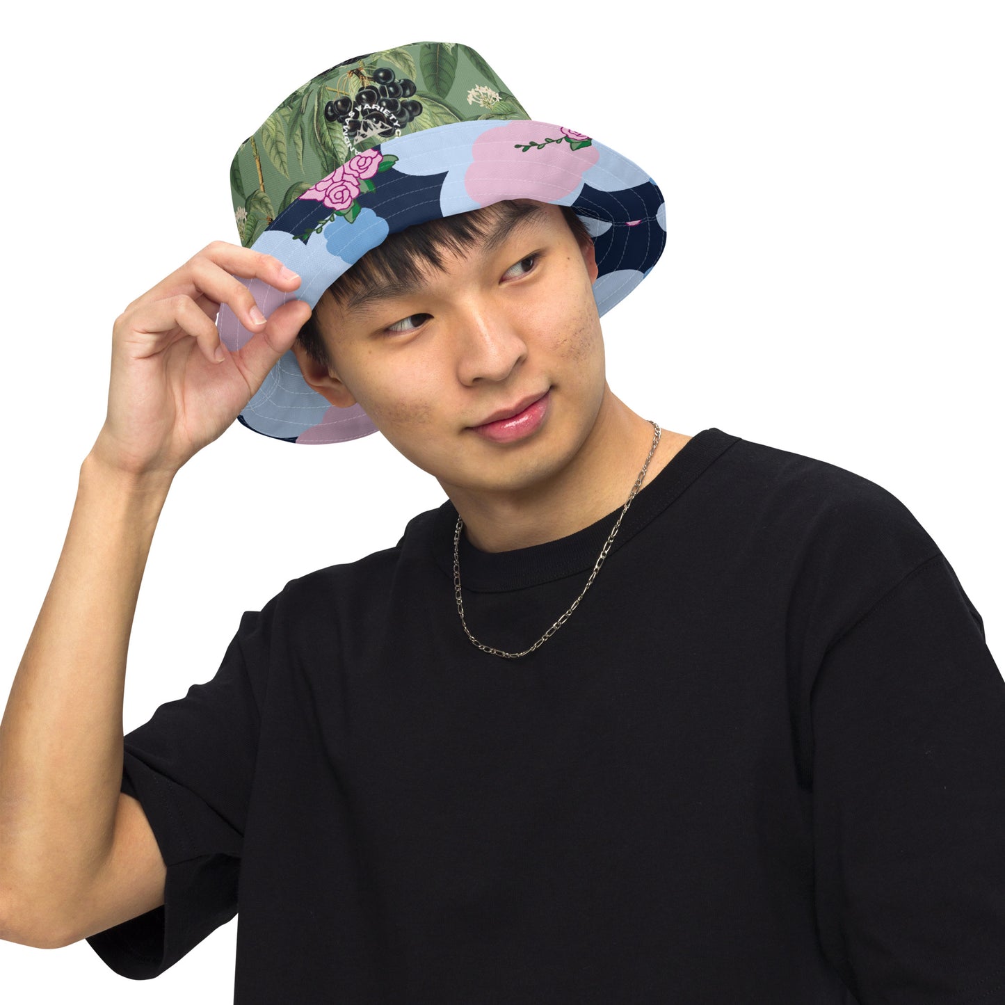 Blue Flower Reversible bucket hat
