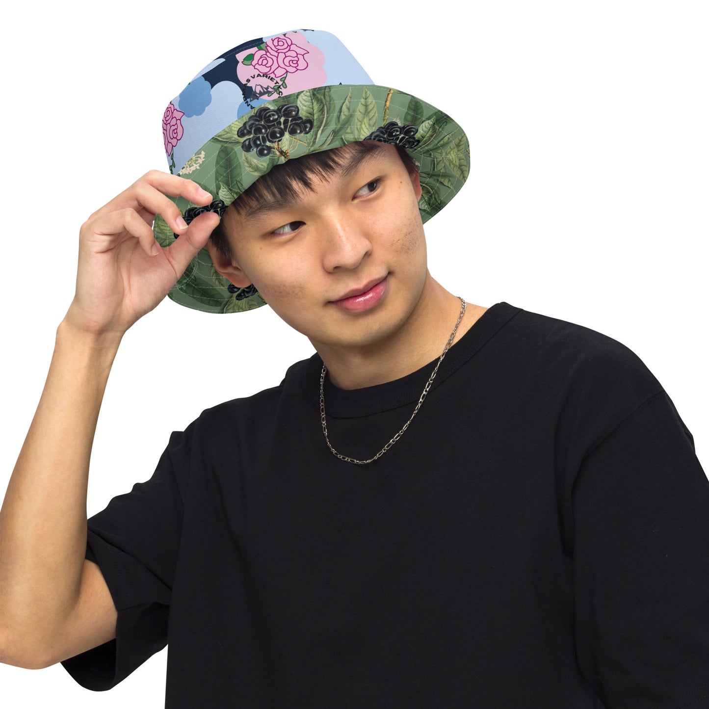 Blue Flower Reversible bucket hat