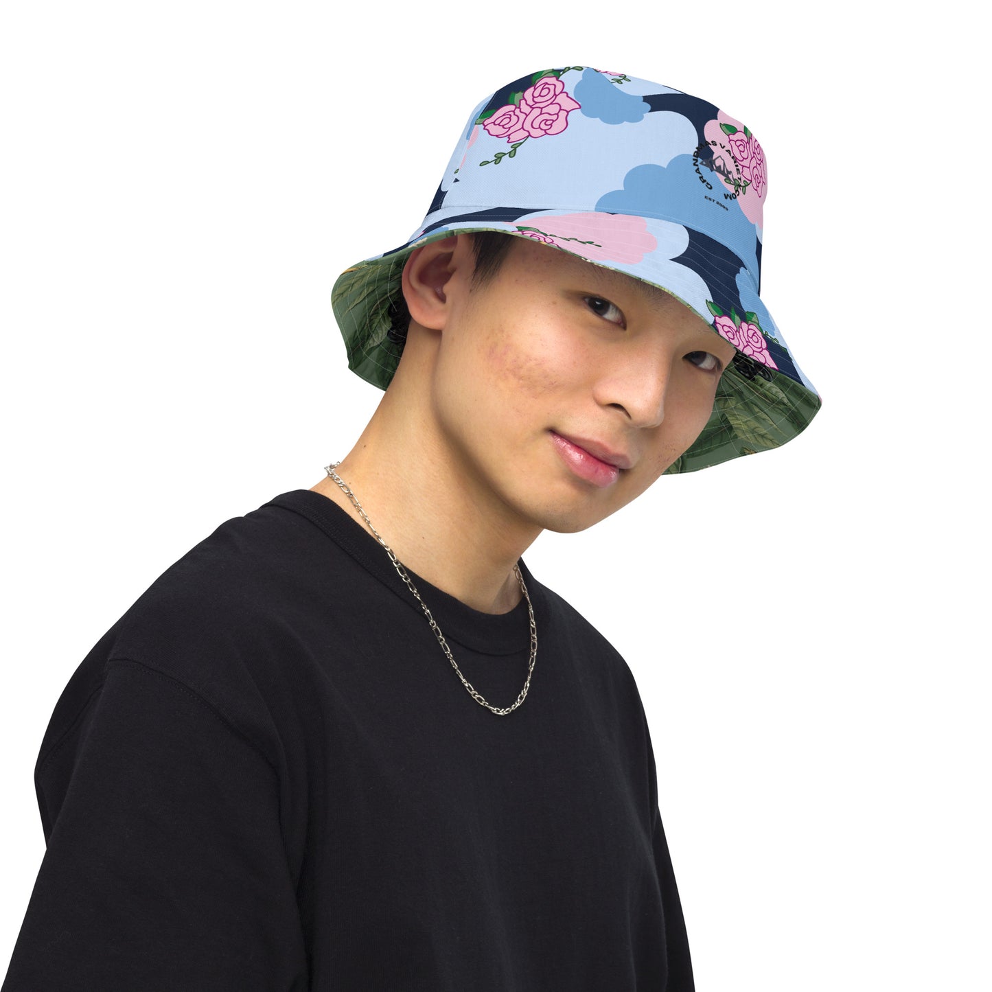 Blue Flower Reversible bucket hat