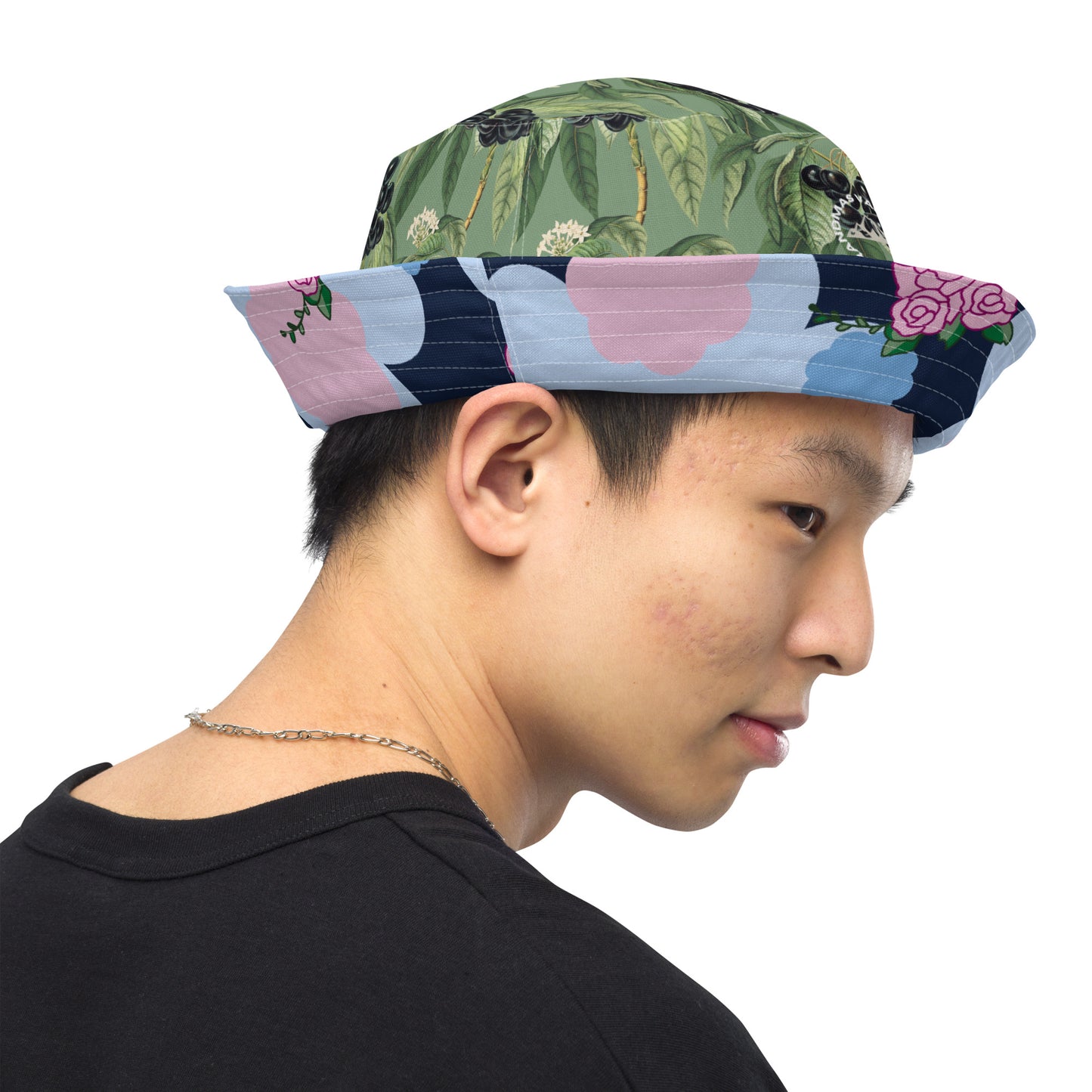Blue Flower Reversible bucket hat