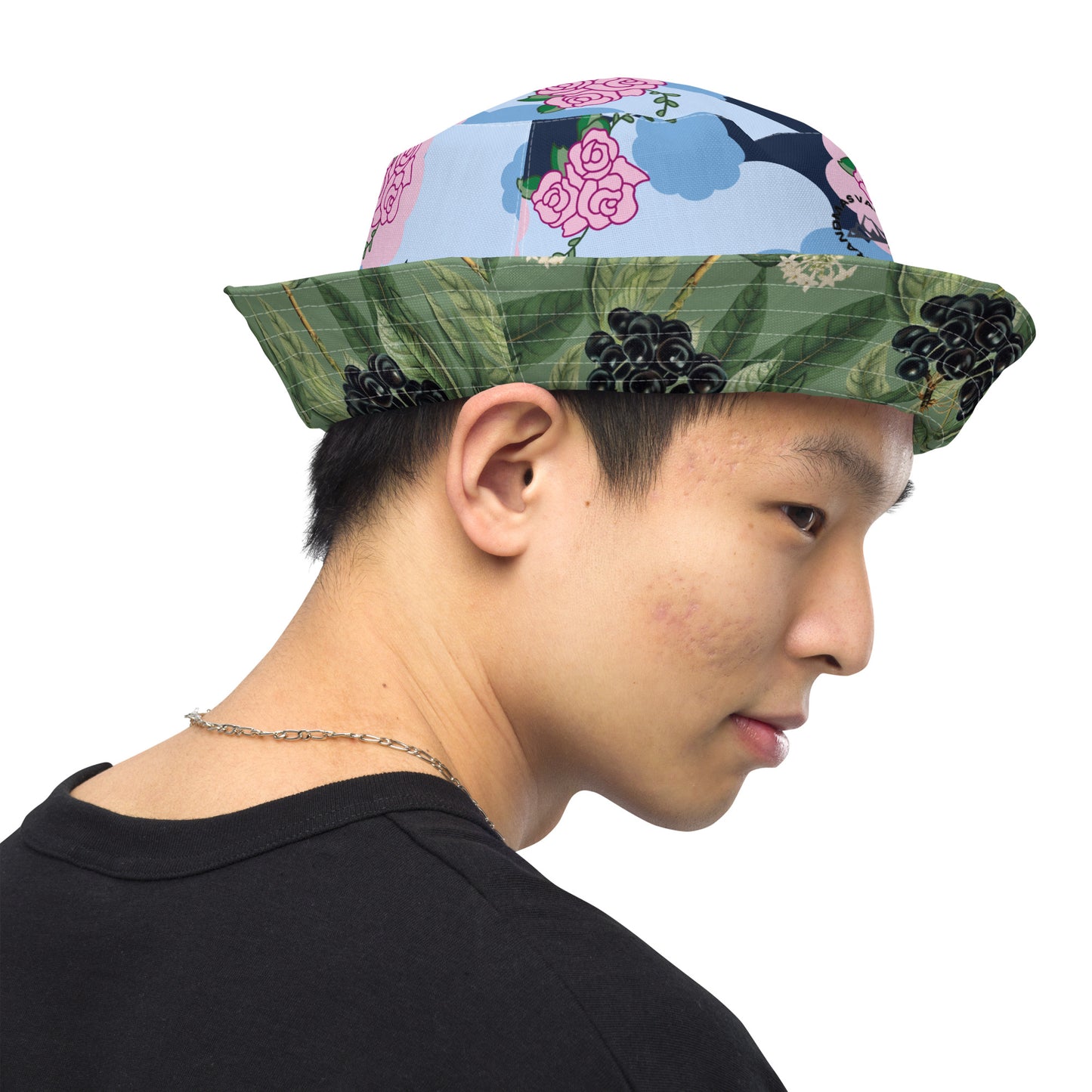 Blue Flower Reversible bucket hat